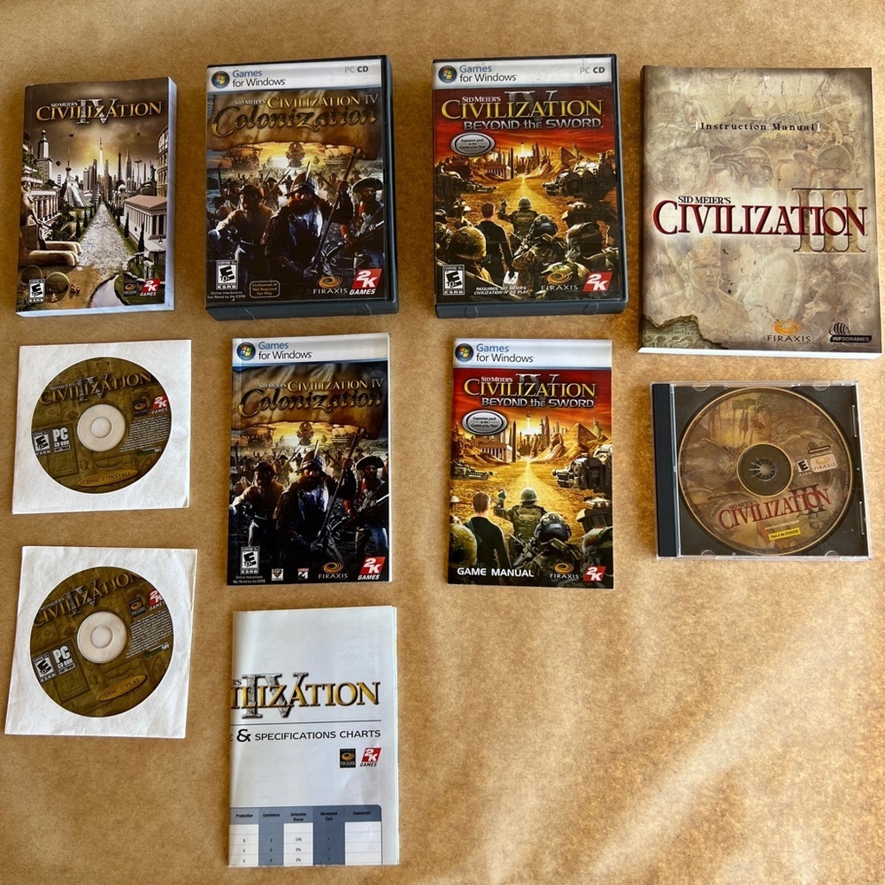 4 Sid Meier's Civilization PC Games: III & IV, Beyond The Sword & Colonization